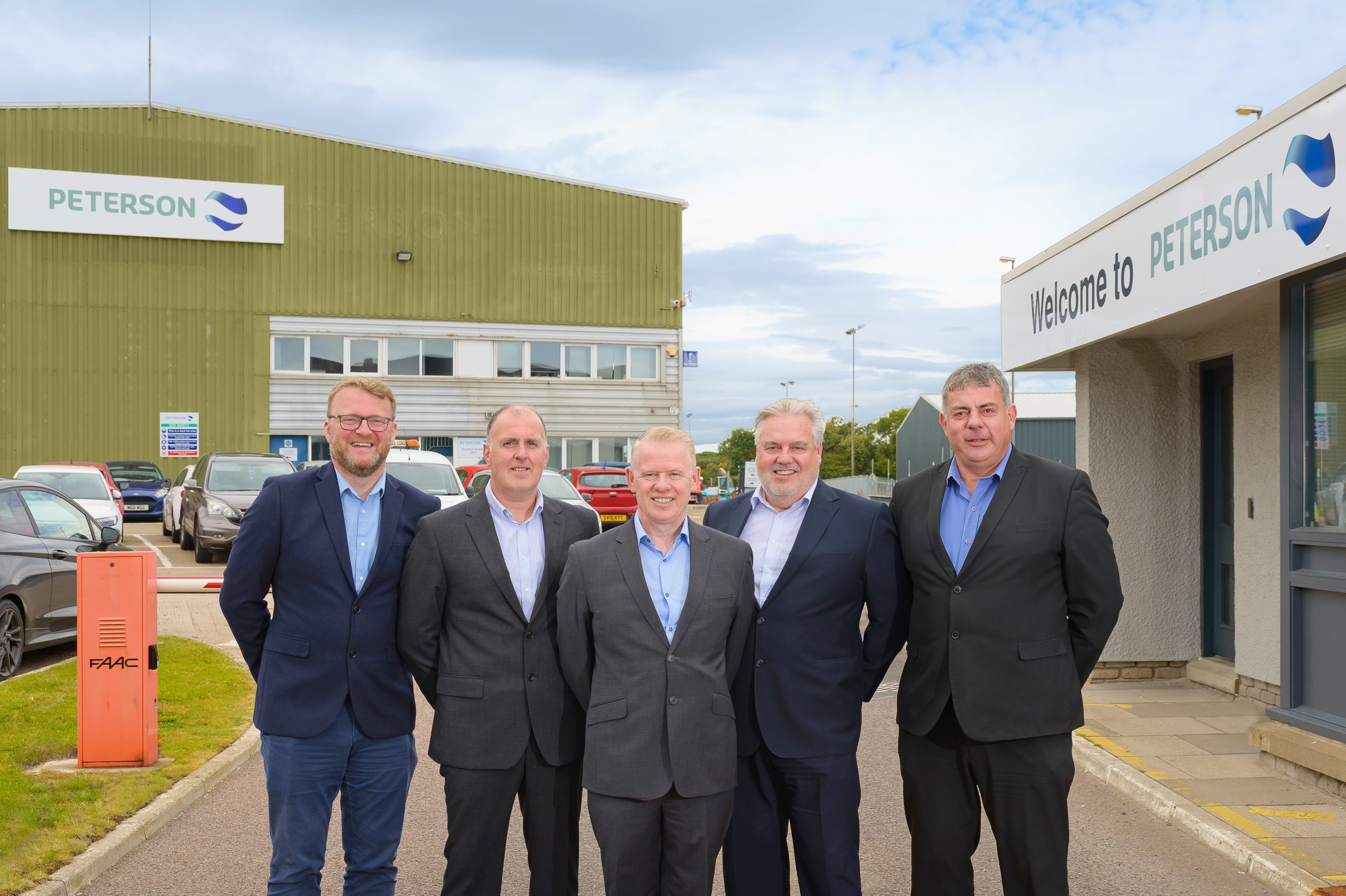 (L-R) Bob Smith Head of Operations (Scotland), Gavin Dick Operations Manager, Bill Blair Operations Manager, Keith Dawson Director of HSEQ, Dod Duncan General Manager – Quayside & Transport (L-R) Bob Smith Head of Operations (Scotland), Gavin Dick Operations Manager, Bill Blair Operations Manager, Keith Dawson Director of HSEQ, Dod Duncan General Manager – Quayside & Transport